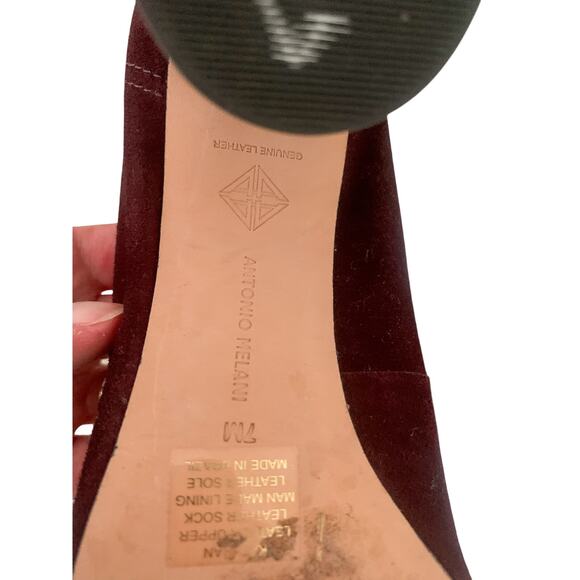 Antonio Melani-Kathran-Block Heel Pumps-Burgundy Suede-Women-Size 7 - Picture 6 of 6